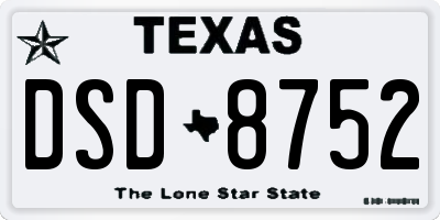 TX license plate DSD8752