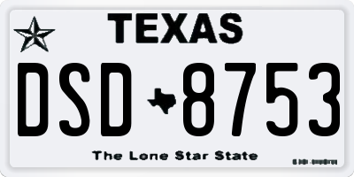 TX license plate DSD8753