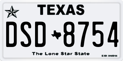 TX license plate DSD8754