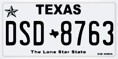 TX license plate DSD8763