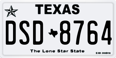 TX license plate DSD8764