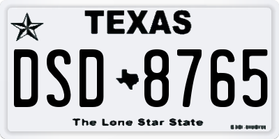 TX license plate DSD8765