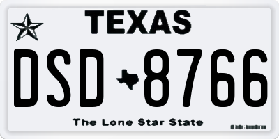 TX license plate DSD8766
