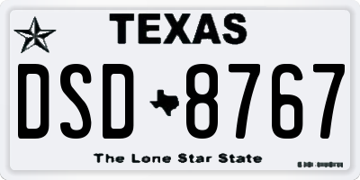 TX license plate DSD8767