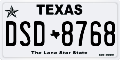 TX license plate DSD8768