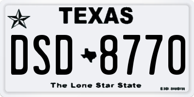 TX license plate DSD8770