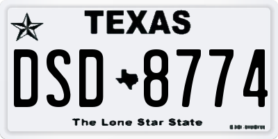 TX license plate DSD8774