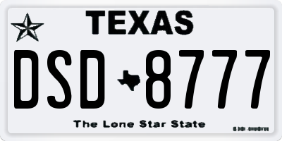 TX license plate DSD8777