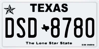 TX license plate DSD8780