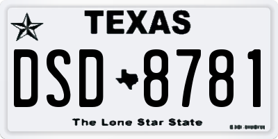 TX license plate DSD8781