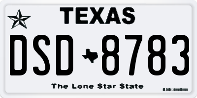 TX license plate DSD8783