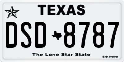 TX license plate DSD8787