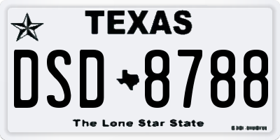 TX license plate DSD8788