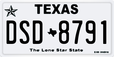 TX license plate DSD8791