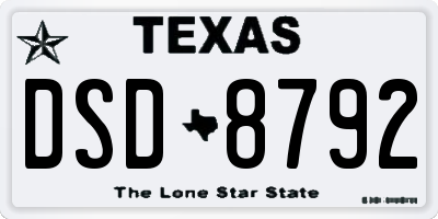 TX license plate DSD8792