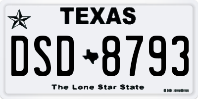TX license plate DSD8793