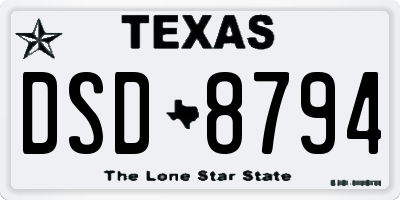 TX license plate DSD8794