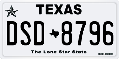 TX license plate DSD8796