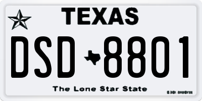 TX license plate DSD8801