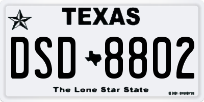 TX license plate DSD8802