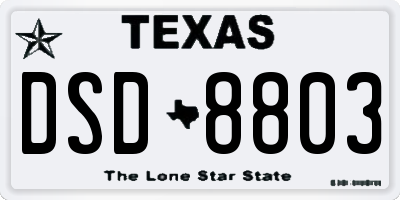 TX license plate DSD8803
