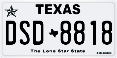 TX license plate DSD8818