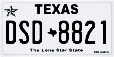 TX license plate DSD8821