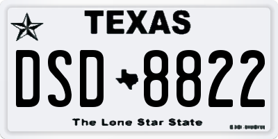 TX license plate DSD8822