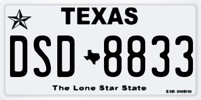 TX license plate DSD8833