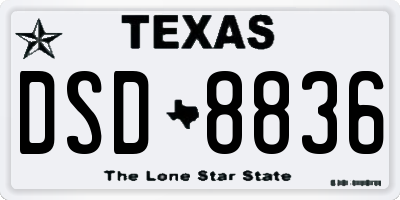 TX license plate DSD8836