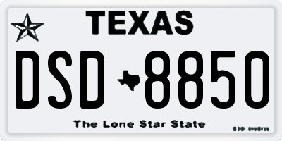 TX license plate DSD8850