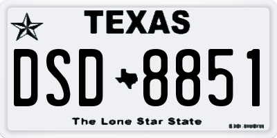 TX license plate DSD8851