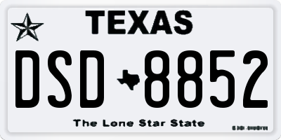 TX license plate DSD8852