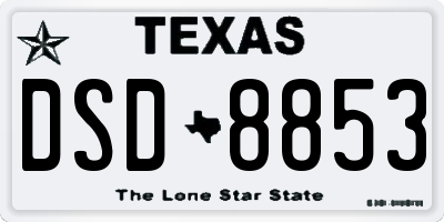 TX license plate DSD8853