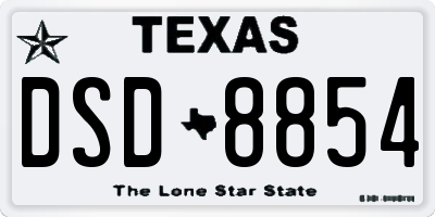 TX license plate DSD8854