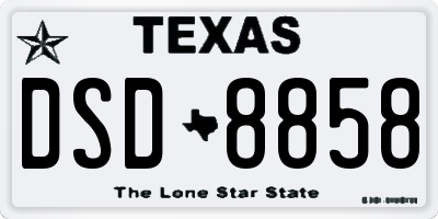 TX license plate DSD8858