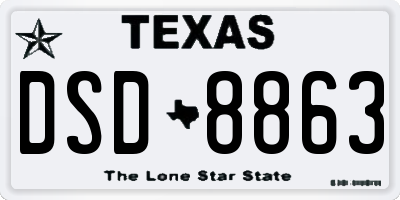 TX license plate DSD8863