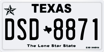 TX license plate DSD8871