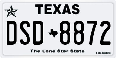TX license plate DSD8872
