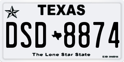 TX license plate DSD8874
