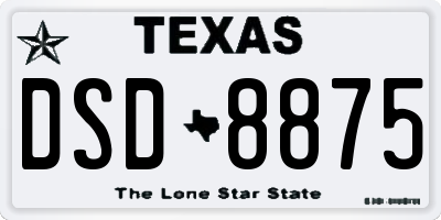 TX license plate DSD8875