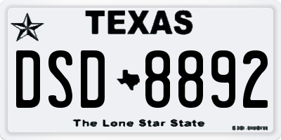 TX license plate DSD8892