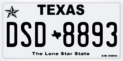TX license plate DSD8893