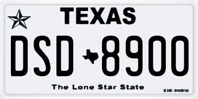 TX license plate DSD8900