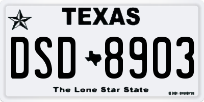 TX license plate DSD8903