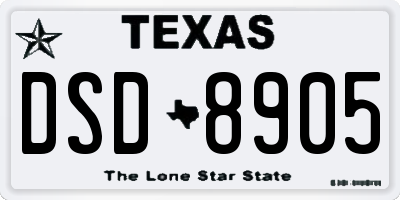 TX license plate DSD8905