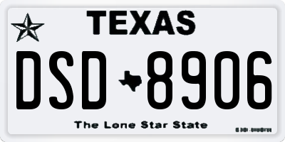 TX license plate DSD8906
