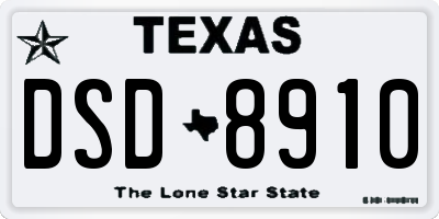 TX license plate DSD8910