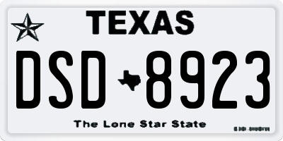 TX license plate DSD8923