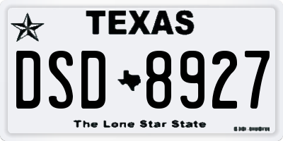 TX license plate DSD8927